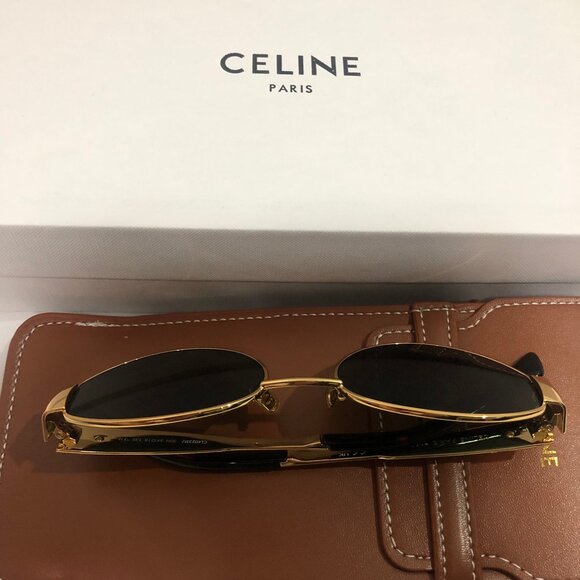 Celine Triomphe Gold Metal Oval Sunglasses - Picture 3 of 7